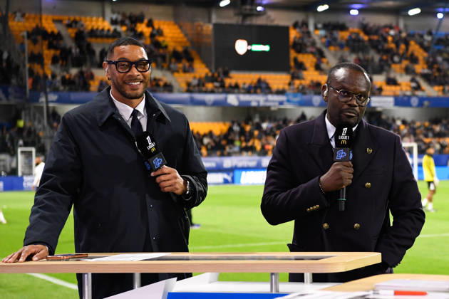 ESTAC Troyes v Olympique de Marseille - Ligue 1 McDonald s 2026 2027 Edwin PINDI, president of Troyes , Guillaume HOARAU journaliste canla Ligue 1+ during Ligue 1 McDonald s match between Troyes and Marseille at Stade de l Aube on October 11, 2026 in Troyes, France. Troyes France  Copyright: xEwenxGavetx 776573381