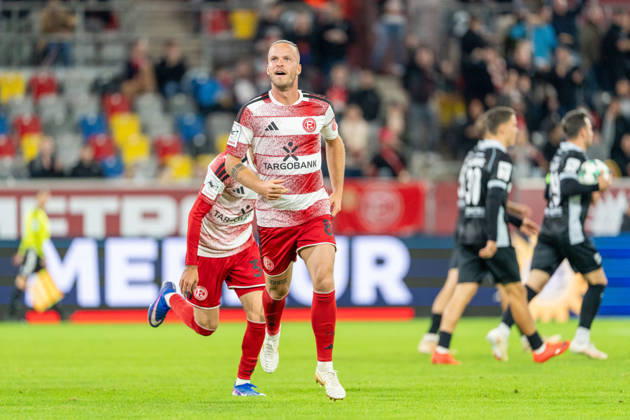 Jorrit Hendrix (Fortuna Düsseldorf, 08) Torschuetze zum 2:1, Torjubel Fortuna Duesseldorf vs. SC Verl, Fussball, 3.Liga, 8.Spieltag, Saison 2026 27, 12.10.2026, DFL REGULATIONS PROHIBIT ANY USE OF PHOTOGRAPHS AS IMAGE SEQUENCES AND OR QUASI-VIDEO, Fortuna Duesseldorf vs. SC Verl, Fussball, 3.Liga, 8.Spieltag, Saison 2026 27, 12.10.2026 Düsseldorf Copyright: xEibner-Pressefoto LukasxBaldygax EP_LBA