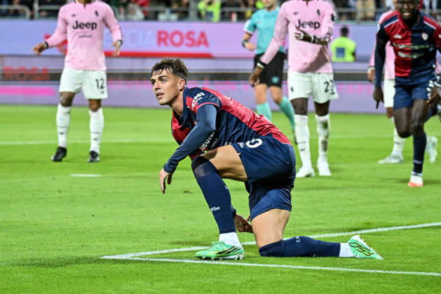 IPA89566261 - Daniel Maldini of Cagliari Calcio, Exultation, Joy, Celebration After Scoring a Goal, During the Cagliari Calcio vs. Juventus FC Italian Serie A Soccer Match in Cagliari, Italy, October 11, 2026  Copyright: xLuigixCanu IPAxSportx xx IPA89566261