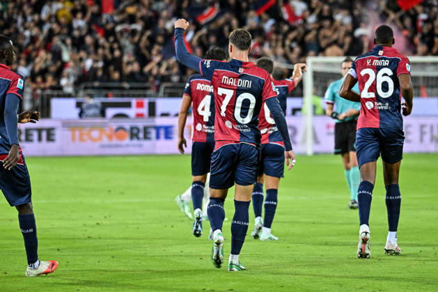 IPA89566278 - Daniel Maldini of Cagliari Calcio, Exultation, Joy, Celebration After Scoring a Goal, During the Cagliari Calcio vs. Juventus FC Italian Serie A Soccer Match in Cagliari, Italy, October 11, 2026 Copyright: xLuigixCanu IPAxSportx xx IPA89566278