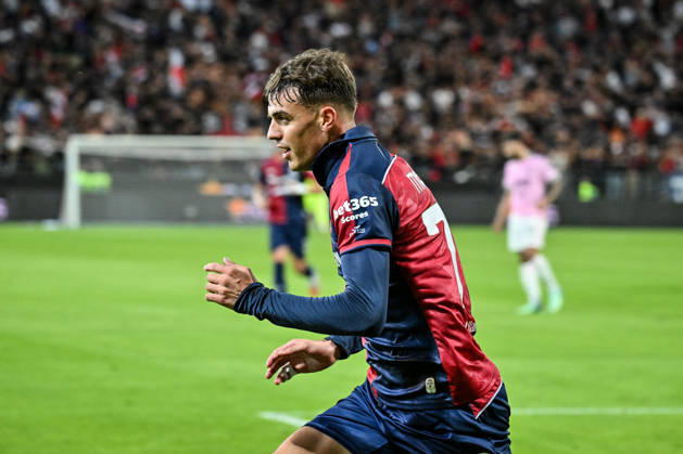 IPA89566283 - Daniel Maldini of Cagliari Calcio, Exultation, Joy, Celebration After Scoring a Goal, During the Cagliari Calcio vs. Juventus FC Italian Serie A Soccer Match in Cagliari, Italy, October 11, 2026 Copyright: xLuigixCanu IPAxSportx xx IPA89566283