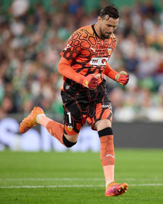 October 11, 2026, Santander, Cantabria, Spain: Stole Dimitrievski of Valencia CF reacts during the LaLiga EA Sports match between Real Racing Club de Santander and Valencia CF at Campos de de El Sardinero on October 11, 2026, in Santander, Spain. Real Racing Club De Santander V Valencia CF - LaLiga EA Sports - ZUMAa181 20261011_zaa_a181_348 Copyright: xRicardoxLarreinax