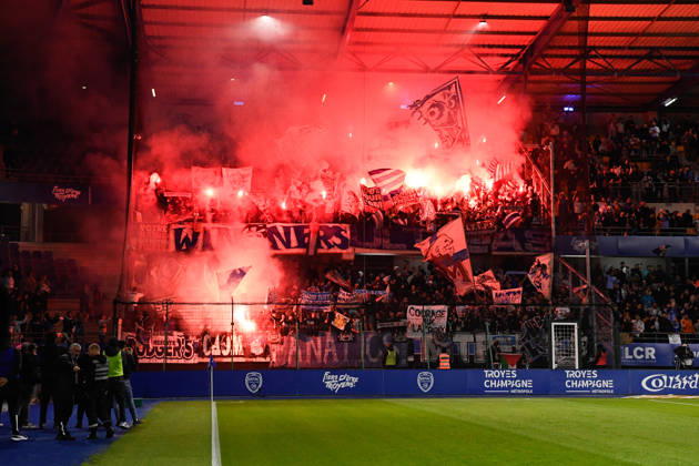 ESTAC Troyes v Olympique de Marseille - Ligue 1 McDonald s 2026 2027 Fans of Troyes during Ligue 1 McDonald s match between Troyes and Marseille at Stade de l Aube on October 11, 2026 in Troyes, France. Troyes France Copyright: xEwenxGavetx 776573381