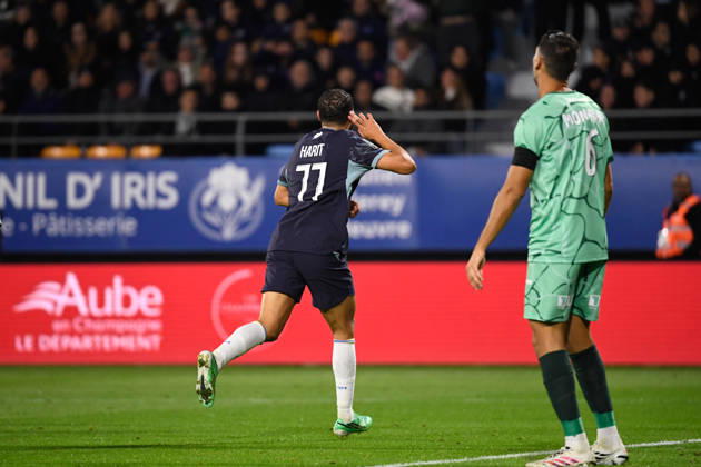ESTAC Troyes v Olympique de Marseille - Ligue 1 McDonald s 2026 2027 Amine HARIT of Marseille celebrate after scores and Adrien-Mehdi MONFRAY of Troyes during Ligue 1 McDonald s match between Troyes and Marseille at Stade de l Aube on October 11, 2026 in Troyes, France. Troyes France  Copyright: xEwenxGavetx 776573381