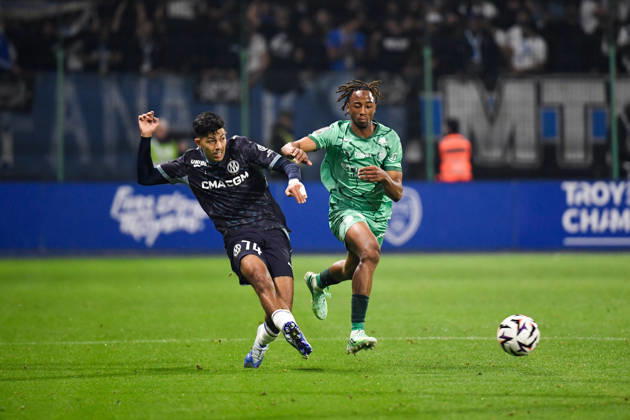 ESTAC Troyes v Olympique de Marseille - Ligue 1 McDonald s 2026 2027 Kelyann BEZAHAF of Olympique de Marseille and Kandet Diawara of Troyes during Ligue 1 McDonald s match between Troyes and Marseille at Stade de l Aube on October 11, 2026 in Troyes, France. Troyes France  Copyright: xEwenxGavetx 776573381