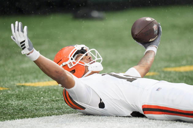 Oct 11, 2026; East Rutherford, NJ, USA; Cleveland Browns wide receiver Denzel Boston (12) reacts to his touchdown catch during an NFL, American Football Herren, USA game against the New York Jets at MetLife Stadium. Mandatory Credit: -Cal Media NFL 2026: Browns Vs Jets OCT 11  - ZUMAc04_ 20261011_zma_c04_085 Copyright: xChrisxSzagolax