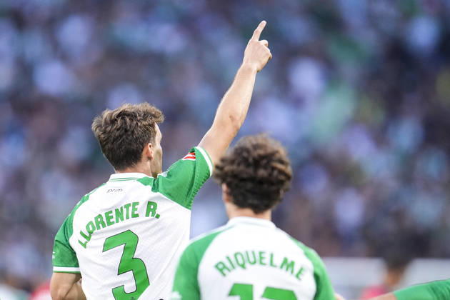 October 11, 2026, Sevilla, Sevilla, Spain: Diego Llorente of Real Betis Balompie celebrates a goal during the Spanish league, LaLiga EA Sports, football match played between Real Betis and CA Osasuna at La Cartuja stadium on October 11, 2026, in Sevilla, Spain. Sevilla Spain - ZUMAa181 20261011_zaa_a181_279 Copyright: xJoaquinxCorcherox