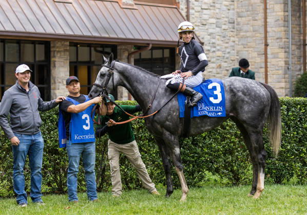 October 11, 2026, Lexington, Ky, USA: Time to Dazzle (3) ridden by Irad Ortiz Jr wins the Franklin Stakes Day on October 11, 2026. Candice Chavez Eclipse Sportswire CSM Lexington USA - ZUMAcs17 20261011_faf_cs17_011 Copyright: x {Serialx