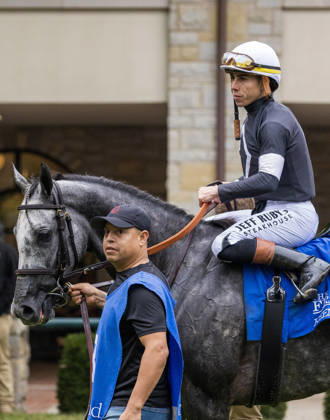October 11, 2026, Lexington, Ky, USA: Time to Dazzle (3) ridden by Irad Ortiz Jr wins the Franklin Stakes Day on October 11, 2026. Candice Chavez Eclipse Sportswire CSM Lexington USA - ZUMAcs17 20261011_faf_cs17_013 Copyright: x {Serialx
