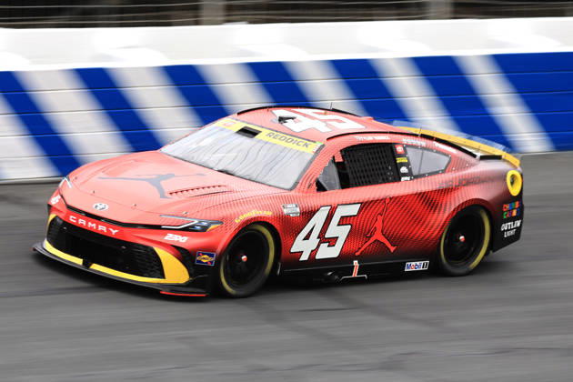 CHARLOTTE, NC - OCTOBER 11: Tyler Reddick ( 45 23XI Racing Jordan Brand Toyota) races into turn 3 during the running of the NASCAR, Motorsport, USA Cup Series Playoffs Bank of America 400 race on October 11, 2026 at Charlotte Motor Speedway in Charlotte, NC. (Photo by Jeff Robinson Icon Sportswire) AUTO: OCT 11 NASCAR Cup Series Playoffs Bank of America 400 EDITORIAL USE ONLY Icon26101113410400