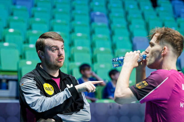 Dustin Gesinghaus Development Squad Coach Germany (foto-ms1443) at the 2026 European Table tennis, Tischtennis Championships in Ljubljana LJUBLJANA, SLOVENIA - 12 OCTOBER 2026: Dustin Gesinghaus Development Squad Coach Germany (foto-ms1443) in action at the European Table Tennis Championships in Stozice Arena, Ljubljana, Slovenia (Photo by Manfred Schillings) Ljubljana Stozice Arena Lisbon Slovenia