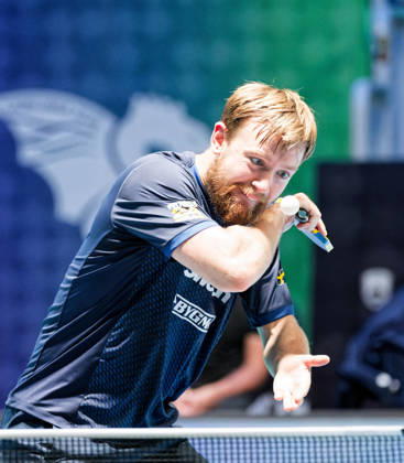 Elias Ranefur Sweden (foto-ms1478b) at the 2026 European Table tennis, Tischtennis Championships in Ljubljana LJUBLJANA, SLOVENIA - 12 OCTOBER 2026: Elias Ranefur Sweden (foto-ms1478b) in action at the European Table Tennis Championships in Stozice Arena, Ljubljana, Slovenia (Photo by Manfred Schillings) Ljubljana Stozice Arena Slovenia