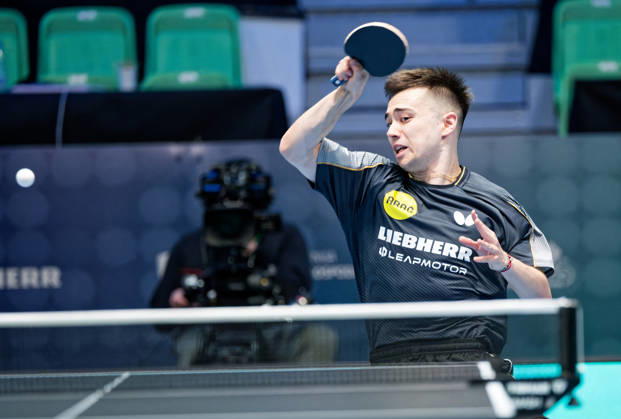 Kay Stumper Post SV Muelhausen Germany (foto-ms1479) at the 2026 European Table tennis, Tischtennis Championships in Ljubljana LJUBLJANA, SLOVENIA - 12 OCTOBER 2026: Kay Stumper Post SV Muelhausen Germany (foto-ms1479) in action at the European Table Tennis Championships in Stozice Arena, Ljubljana, Slovenia (Photo by Manfred Schillings) Ljubljana Stozice Arena Lisbon Slovenia