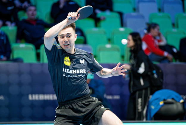 Kay Stumper Post SV Muelhausen Germany (foto-ms1492) at the 2026 European Table tennis, Tischtennis Championships in Ljubljana LJUBLJANA, SLOVENIA - 12 OCTOBER 2026: Kay Stumper Post SV Muelhausen Germany (foto-ms1492) in action at the European Table Tennis Championships in Stozice Arena, Ljubljana, Slovenia (Photo by Manfred Schillings) Ljubljana Stozice Arena Lisbon Slovenia