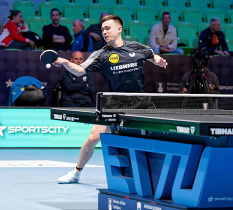 Kay Stumper Post SV Muelhausen Germany (foto-ms1493) at the 2026 European Table tennis, Tischtennis Championships in Ljubljana LJUBLJANA, SLOVENIA - 12 OCTOBER 2026: Kay Stumper Post SV Muelhausen Germany (foto-ms1493) in action at the European Table Tennis Championships in Stozice Arena, Ljubljana, Slovenia (Photo by Manfred Schillings) Ljubljana Stozice Arena Lisbon Slovenia