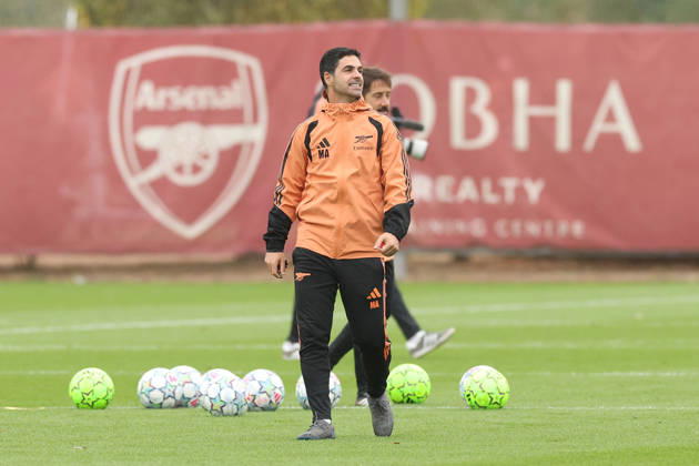 Arsenal Training & Media Conference, Champions League Arsenal Manager, Mikel Arteta smiles during the Arsenal training session at the Arsenal FC Training Centre, ahead of UEFA Champions League Matchday 2 v Lille, London Colney, England on 12 October 2026 Credit: Tiego Grenho Every Second Media Editorial use only. All images are copyright Every Second Media Limited. No images may be reproduced without prior permission. Copyright: xIMAGO EveryxSecondxMediax ESM-2214-0007 TiegoxGrenhox xEveryxSecondxMediax