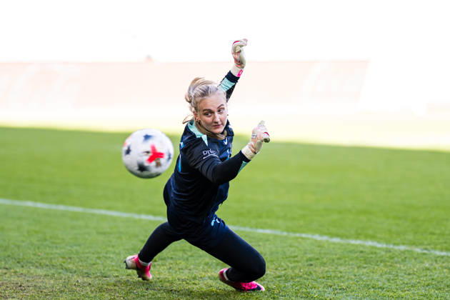 261012 Goalkeeper Sunniva Skoglund of the Norwegian women™s national football team during a training session on October 12, 2026 in Oslo. Photo: Marius Simensen BILDBYRAN Cop 238 bbeng dam fifa women s world cup qualifier football fotball fotboll norge norway practice soccer training trening träning Copyright: MARIUSxSIMENSEN BB261012BB246