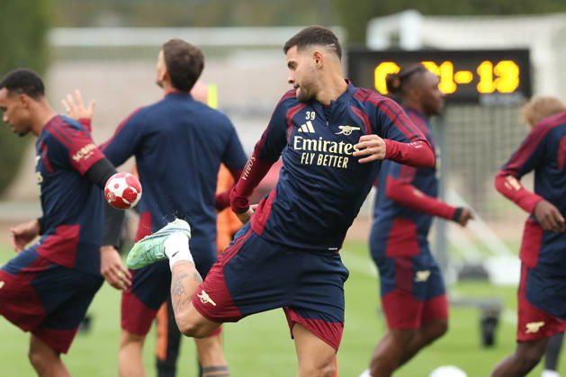 Arsenal Training & Media Conference, Champions League Bruno Guimaraes of Arsenal during the Arsenal training session at the Arsenal FC Training Centre, ahead of UEFA Champions League Matchday 2 v Lille, London Colney, England on 12 October 2026 Credit: Tiego Grenho Every Second Media Editorial use only. All images are copyright Every Second Media Limited. No images may be reproduced without prior permission. Copyright: xIMAGO EveryxSecondxMediax ESM-2214-0017 TiegoxGrenhox xEveryxSecondxMediax