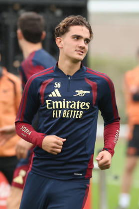 Arsenal Training & Media Conference, Champions League Max Dowman of Arsenal smiles during the Arsenal training session at the Arsenal FC Training Centre, ahead of UEFA Champions League Matchday 2 v Lille, London Colney, England on 12 October 2026 Credit: Tiego Grenho Every Second Media Editorial use only. All images are copyright Every Second Media Limited. No images may be reproduced without prior permission. Copyright: xIMAGO EveryxSecondxMediax ESM-2214-0018 TiegoxGrenhox xEveryxSecondxMediax