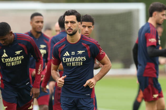 Arsenal Training & Media Conference, Champions League Mikel Merino of Arsenal during the Arsenal training session at the Arsenal FC Training Centre, ahead of UEFA Champions League Matchday 2 v Lille, London Colney, England on 12 October 2026 Credit: Tiego Grenho Every Second Media Editorial use only. All images are copyright Every Second Media Limited. No images may be reproduced without prior permission. Copyright: xIMAGO EveryxSecondxMediax ESM-2214-0028 TiegoxGrenhox xEveryxSecondxMediax