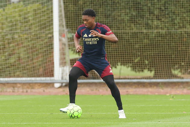 Arsenal Training & Media Conference, Champions League Myles Lewis-Skelly of Arsenal during the Arsenal training session at the Arsenal FC Training Centre, ahead of UEFA Champions League Matchday 2 v Lille, London Colney, England on 12 October 2026 Credit: Tiego Grenho Every Second Media Editorial use only. All images are copyright Every Second Media Limited. No images may be reproduced without prior permission. Copyright: xIMAGO EveryxSecondxMediax ESM-2214-0034 TiegoxGrenhox xEveryxSecondxMediax