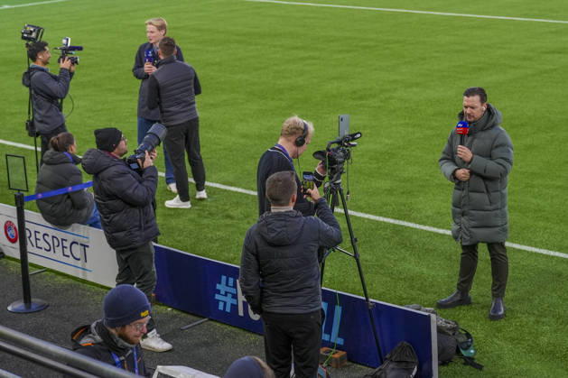Soccer, Champions League 2026–2027, Viking vs. Bayern Munich, Oslo, October 12, 2026. Many foreign and Norwegian media outlets are present as Bayern Munich trains at Lyse Arena in Stavanger, the day before the Champions League match between Viking and Bayern Munich. Photo: Lise Aserud, NTB, Stavanger, Norway. EDITORIAL USE ONLY. RESTRICTED USE FOR BETTING COMPANIES.  Copyright: xLisexAserudx xNTBx