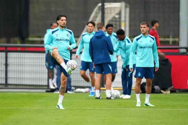 Training Champions League Feyenoord Rotterdam 2026 2027 Rotterdam - Jakub Moder of Feyenoord Rotterdam dribbles during a training before the Champions League match against Como 1907. The training is set at Trainingscomplex 1908 on 13 October 2026 in Rotterdam, Netherlands. (Hero Images Yannick Verhoeven) Copyright: xYannickxVerhoevenx
