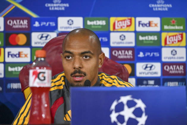 SOCCER - UEFA Champions League - AS Roma - press conference, PK, Pressekonferenz Photo by IPA ABACAPRESS.COM89631954 - Donyell Malen of Roma during the 2026-2027 UEFA Champions League match between AS Roma and Real Madrid, at the press conference and pre-match training session at the Trigoria Training Center on October 13, 2026, in Rome, Rome. during the AS Roma press conference for the UEFA Champions League soccer match in Rome, Italy, on October 13, 2026 Roma Italy  Copyright: xIPAxSport ABACAx