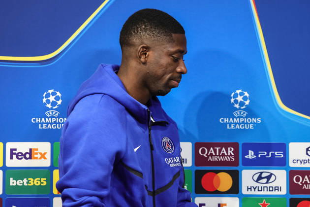UEFA Champions League press conference, PK, Pressekonferenz and open training Matchday 2 of 8 Manchester City v Paris Saint-Germain Ousmane Dembele of Paris Saint-Germain speaks during the UEFA Champions League press conference and open training Matchday 2 of 8 Manchester City vs Paris Saint-Germain at City Football Academy, Manchester, United Kingdom on 13 October 2026 (Photo by Mark Cosgrove News Images) Manchester City Football Academy Greater Manchester United, ManU Kingdom Copyright: xMarkxCosgrove NewsxImagesx
