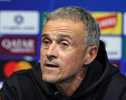 UEFA Champions League press conference, PK, Pressekonferenz and open training Matchday 2 of 8 Manchester City v Paris Saint-Germain Luis Enrique manager of Paris Saint-Germain speaks during the UEFA Champions League press conference and open training Matchday 2 of 8 Manchester City vs Paris Saint-Germain at City Football Academy, Manchester, United Kingdom on 13 October 2026 (Photo by Mark Cosgrove News Images) Manchester City Football Academy Greater Manchester United, ManU Kingdom Copyright: xMarkxCosgrove NewsxImagesx