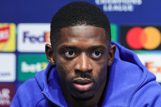 UEFA Champions League press conference, PK, Pressekonferenz and open training Matchday 2 of 8 Manchester City v Paris Saint-Germain Ousmane Dembele of Paris Saint-Germain speaks during the UEFA Champions League press conference and open training Matchday 2 of 8 Manchester City vs Paris Saint-Germain at City Football Academy, Manchester, United Kingdom on 13 October 2026 (Photo by Mark Cosgrove News Images) Manchester City Football Academy Greater Manchester United, ManU Kingdom Copyright: xMarkxCosgrove NewsxImagesx