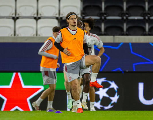 Football - UEFA Champions League - LASK v Liverpool FC - MD-1 LINZ, AUSTRIA - Tuesday, October 13, 2026: Liverpool s Milos Kerkez during a training session ahead of the UEFA Champions League 2026 27 League Phase MD2 match between LASK and Liverpool FC at the Oberösterreich Arena. (Photo by David Rawcliffe Propaganda) LINZ Oberösterreich Arena UPPER AUSTRIA AUSTRIA  Copyright: xDavidxRawcliffex P2026-10-13-LASK_Liverpool_MD-1_Training-26
