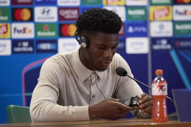 October 13, 2026, Rome, Italy: Aurelien Tchouameni (Real Madrid CF) attends a press conference, PK, Pressekonferenz on the eve of the UEFA Champions League 2026 2027 match between AS Roma and Real Madrid CF..Real Madrid CF is holding its pre-match press conference ahead of its second UEFA Champions League game. Rome Italy - ZUMAs197 20261013_aaa_s197_135 Copyright: xFedericoxTitonex