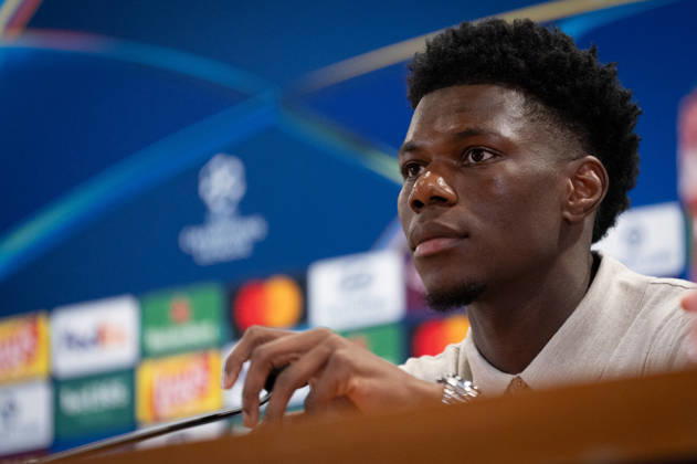 Real Madrid C.F. Training Session And press conference, PK, Pressekonferenz - UEFA Champions League 2026 27 League Phase MD2 Aurelien Tchouameni of Real Madrid CF speaks to the media during the press conference on day ahead of the UEFA Champions League 2026 27 League Phase MD2 at at Olympic Stadium on October 13, 2026 in Rome, Italy Rome Olympic Stadium Lazio Italy Copyright: xGiuseppexMaffiax 261013_UCL_RealMadrid_pressconference_GM_08933