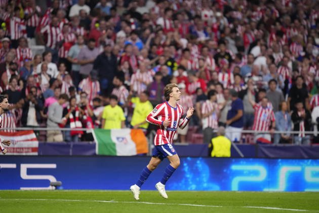 Atletico de Madrid v Manchester United, ManU - UEFA Champions League 2026 27 League Phase MD2 Pablo Barrios central midfield of Atletico de Madrid and Spain celebrates after scoring his sides first goal during the UEFA Champions League 2026 27 League Phase MD2 match between Atletico de Madrid and Manchester United at Estadio Metropolitano on October 13, 2026 in Madrid, Spain. Madrid Spain  Copyright: xJosexBretonx originalFilename:bretonhernandez-atletico261013_npPvR.jpg