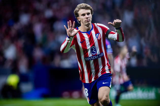 Atletico de Madrid vs Manchester United, ManU - UEFA Champions League - 13 10 2025 Pablo Barrios of Atletico de Madrid celebrates his goal during the UEFA Champions League match between Atletico de Madrid and Manchester United at Riyadh Air Metropolitano on October 13, 2026 in Madrid, Spain. Madrid Spain Copyright: xMarinaxFrutos PGSxPhotoxAgencyx