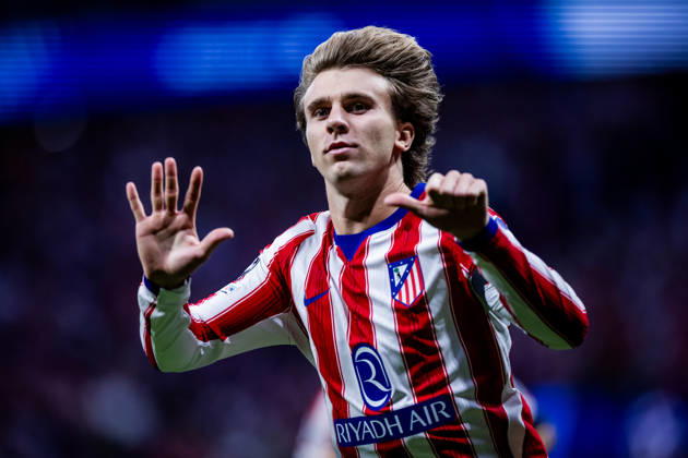 Atletico de Madrid vs Manchester United, ManU - UEFA Champions League - 13 10 2025 Pablo Barrios of Atletico de Madrid celebrates his goal during the UEFA Champions League match between Atletico de Madrid and Manchester United at Riyadh Air Metropolitano on October 13, 2026 in Madrid, Spain. Madrid Spain Copyright: xMarinaxFrutos PGSxPhotoxAgencyx