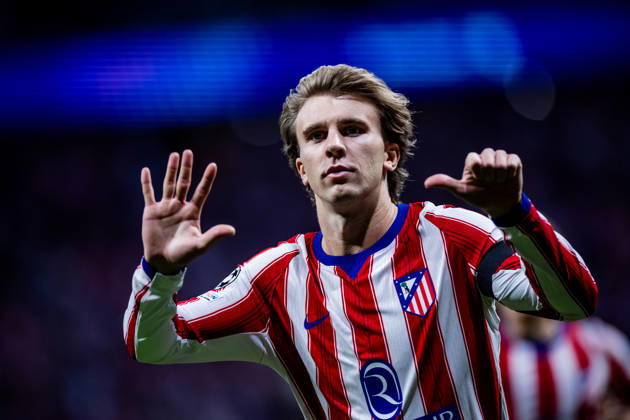 Atletico de Madrid vs Manchester United, ManU - UEFA Champions League - 13 10 2025 Pablo Barrios of Atletico de Madrid celebrates his goal during the UEFA Champions League match between Atletico de Madrid and Manchester United at Riyadh Air Metropolitano on October 13, 2026 in Madrid, Spain. Madrid Spain Copyright: xMarinaxFrutos PGSxPhotoxAgencyx