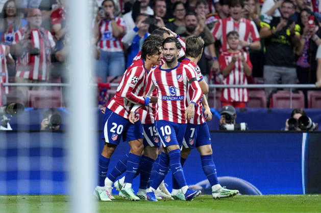 ESP: Atletico de Madrid v Manchester United, ManU FC. UEFA Champions League. Matchday 2. Pablo Barrios of Atletico de Madrid celebrates the 1-0 during the UEFA Champions League match between Atletico de Madrid and Manchester United FC played at Riyadh Metropolitano Stadium on 13 Oct 2026 in Barcelona, Spain. kpng Copyright: xCesarxCebollax xPRESSINPHOTOx PS_2627_ATM_MANU_032