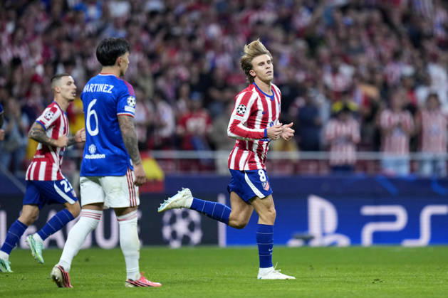 ESP: Atletico de Madrid v Manchester United, ManU FC. UEFA Champions League. Matchday 2. Pablo Barrios of Atletico de Madrid celebrates the 1-0 during the UEFA Champions League match between Atletico de Madrid and Manchester United FC played at Riyadh Metropolitano Stadium on 13 Oct 2026 in Barcelona, Spain. kpng Copyright: xCesarxCebollax xPRESSINPHOTOx PS_2627_ATM_MANU_034