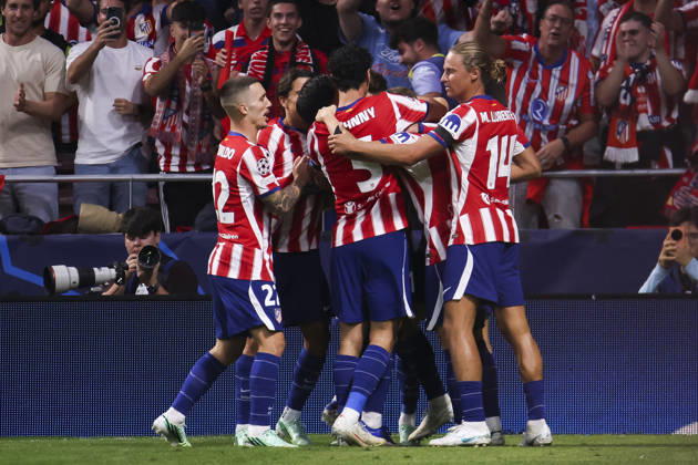 Atletico de Madrid v Manchester United, ManU - UEFA Champions League 2026 27 October 13, 2026, Riyadh Air Metropolitano Stadium, Madrid, Spain: Pablo Barrios of Atletico de Madrid celebrates his goal during UEFA Champions League 2026 27 football match between Atletico de Madrid and Manchester United at Riyadh Air Metropolitano Stadium on October 13, 2026, in Madrid, Spain. Madrid Riyadh Air Metropolitano Stadium Madrid Spain Copyright: xAlejandroxMatiasxAcostax