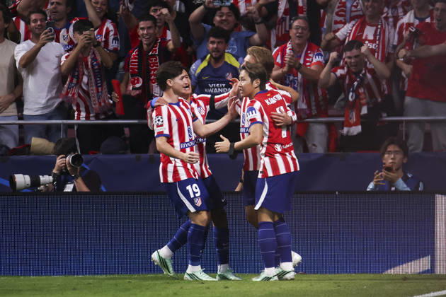 Atletico de Madrid v Manchester United, ManU - UEFA Champions League 2026 27 October 13, 2026, Riyadh Air Metropolitano Stadium, Madrid, Spain: Pablo Barrios of Atletico de Madrid celebrates his goal during UEFA Champions League 2026 27 football match between Atletico de Madrid and Manchester United at Riyadh Air Metropolitano Stadium on October 13, 2026, in Madrid, Spain. Madrid Riyadh Air Metropolitano Stadium Madrid Spain Copyright: xAlejandroxMatiasxAcostax
