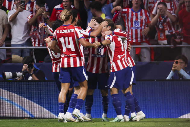 Atletico de Madrid v Manchester United, ManU - UEFA Champions League 2026 27 October 13, 2026, Riyadh Air Metropolitano Stadium, Madrid, Spain: Pablo Barrios of Atletico de Madrid celebrates his goal during UEFA Champions League 2026 27 football match between Atletico de Madrid and Manchester United at Riyadh Air Metropolitano Stadium on October 13, 2026, in Madrid, Spain. Madrid Riyadh Air Metropolitano Stadium Madrid Spain Copyright: xAlejandroxMatiasxAcostax