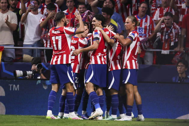 Atletico de Madrid v Manchester United, ManU - UEFA Champions League 2026 27 October 13, 2026, Riyadh Air Metropolitano Stadium, Madrid, Spain: Pablo Barrios of Atletico de Madrid celebrates his goal during UEFA Champions League 2026 27 football match between Atletico de Madrid and Manchester United at Riyadh Air Metropolitano Stadium on October 13, 2026, in Madrid, Spain. Madrid Riyadh Air Metropolitano Stadium Madrid Spain Copyright: xAlejandroxMatiasxAcostax