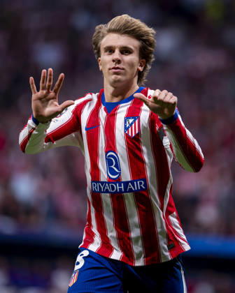 Atletico de Madrid v Manchester United, ManU - UEFA Champions League 2026 27 League Phase MD2 MADRID, SPAIN - OCTOBER 13: Pablo Barrios of Atletico de Madrid celebrates his goal during the UEFA Champions League 2026 27 League Phase MD2 match between Atletico de Madrid and Manchester United at Estadio Riyadh Air Metropolitano on October 13, 2026 in Madrid, Spain. Madrid Estadio Riyadh Air Metropolitano Madrid Spain Copyright: xAlbertoxGardinx AGardin_20261013_Atl_Mad_Man_0199