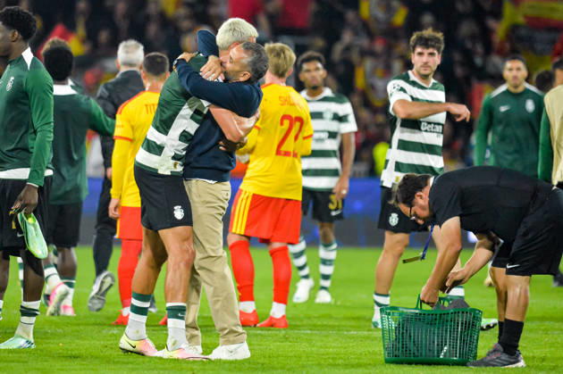 FOOTBALL : RC Lens vs Sporting Club Portugal - Ligue des Champions - Phase de Ligue - Journée 2 - 13 10 2026 Rui Borges (Sporting Club Portugal) Silas Andersen (Sporting Club Portugal) LensFrance  Copyright: xBaptistexAutissierx