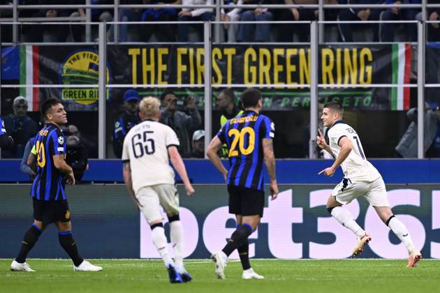 Inter Milan v Club Brugge - UEFA Champions League MILAN, ITALY - OCTOBER 13 : Tresoldi Nicolo forward of Club Brugge celebrating scoring a goal during the UEFA Champions League 2026 27 League Phase matchday 2 match between Inter Milan and Club Brugge on October 13, 2026 in Milan, Italy, 13 10 2026 Milan Italy  Copyright: xTomasxSiskx