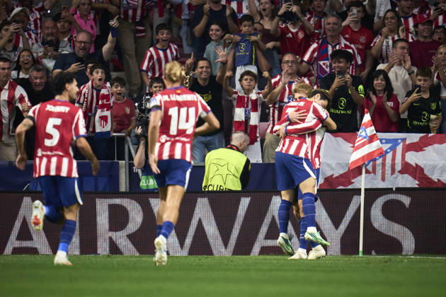 October 13, 2026, Madrid, Madrid, Spain: Pablo Barrios of Atletico de Madrid celebrates a goal during the UEFA Champions League 2026 27 League Phase MD2 match between Atletico de Madrid and Manchester United, ManU at Estadio Metropolitano on October 13, 2026 in Madrid, Spain. Atletico De Madrid V Manchester United - UEFA Champions League 2026 27 League Phase MD2  - ZUMAa181 20261013_zaa_a181_040 Copyright: xAngelxPerezxMecax
