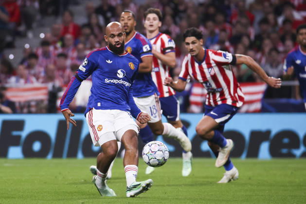 Atletico de Madrid v Manchester United, ManU - UEFA Champions League 2026 27 October 13, 2026, Riyadh Air Metropolitano Stadium, Madrid, Spain: Bryan Mbeumo passes theball while is defended By Johnny Cardoso during UEFA Champions League 2026 27 football match between Atletico de Madrid and Manchester United at Riyadh Air Metropolitano Stadium on October 13, 2026, in Madrid, Spain. Madrid Riyadh Air Metropolitano Stadium Madrid Spain Copyright: xAlejandroxMatiasxAcostax