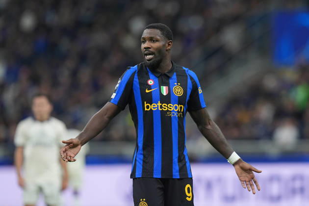 Inter Milan s Marcus Thuram during the Uefa Champions League soccer match between Inter and Club Brugge at San Siro Stadium in Milan , Italy - October 13 , 2026. - Soccer  Copyright: xSpada LaPressex